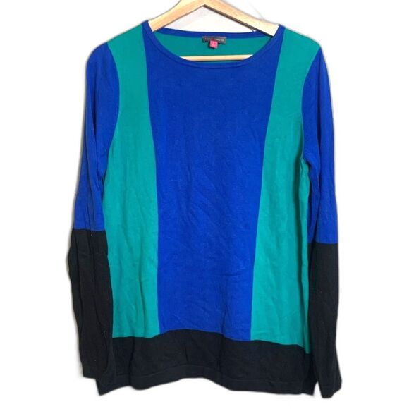 Vince Camuto Green Blue Colorblock Sweater Size Large - Picture 1 of 9